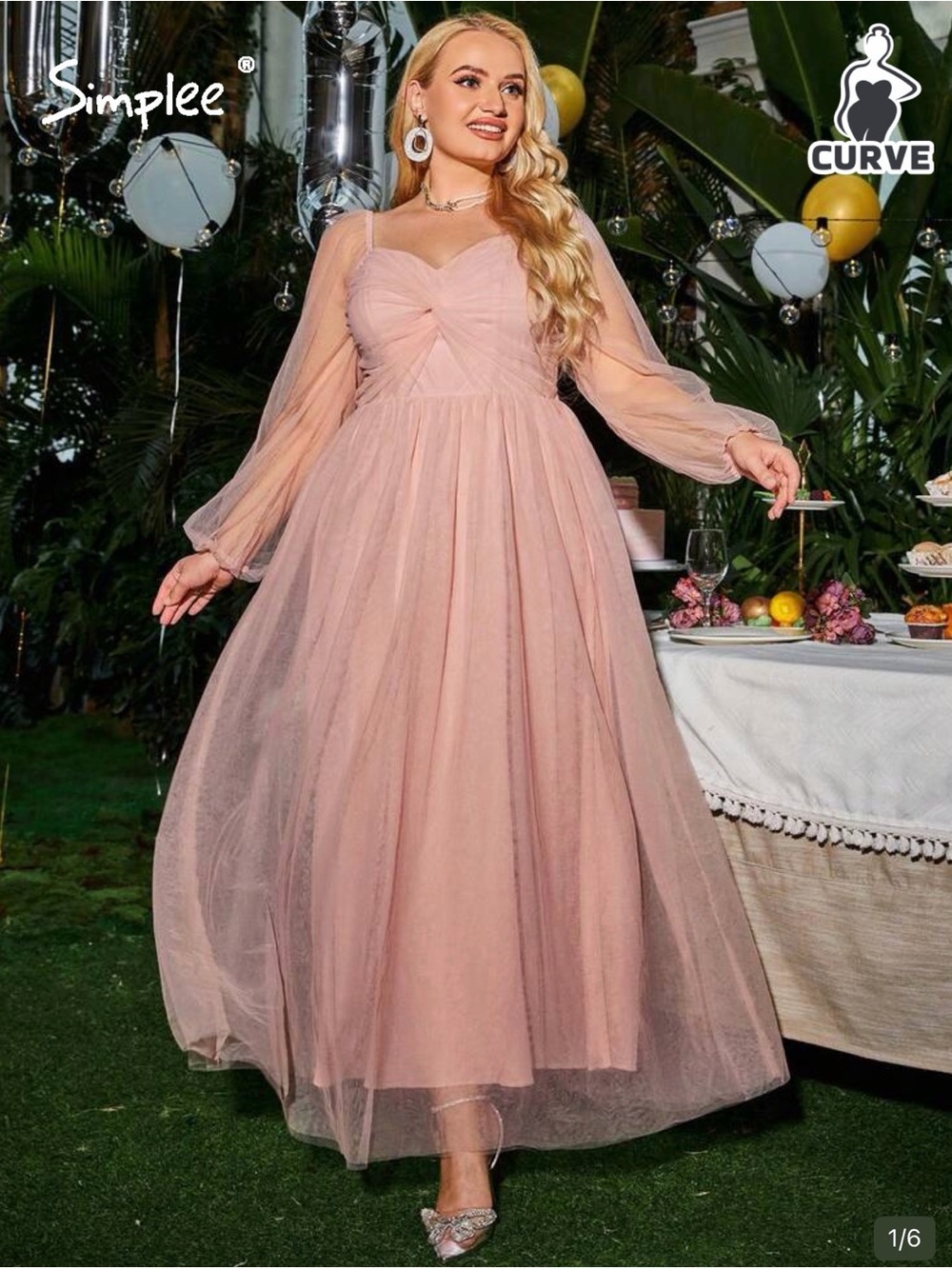 Simple Curve Dusty Blush Tulle Maxi Dress